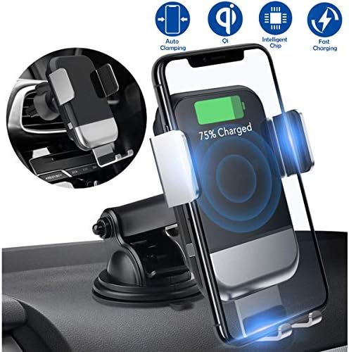 Souleader Wireless Car Charger Mount, Auto Clamping 10W / 7.5W Qi Fast Charging Car Mount, Windshield Dashboard Air Vent Phone Holder for iPhone Xs/Xs Max/XR/X/ 8/8 Plus, Samsung Galaxy S10 /S10+/S9