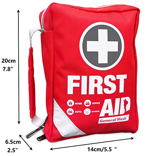 First Aid Kit - Small Compact First Aid Kit Bag(175 Piece) - Reflective Bag Design- Includes 2 x Eyewash,Instant Cold Pack,Emergency Blanket, CPR Face Mask for Travel, Home, Office, Vehicle,Camping - Thumbnail 2