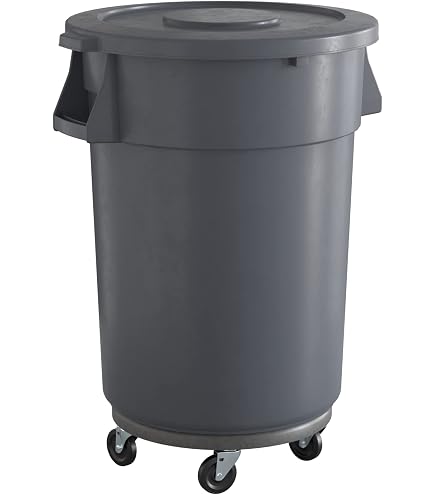 10-Gallon Commercial Round Trash Can With Lid - NSF Listed, Stackable, Yellow