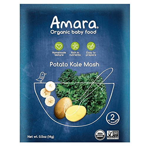 Amara Baby Food, Kale Potato, Healthy Baby and Infant Food, Organic Fruits and Veggies for Baby’s First Meals - Stage 1 (7 Pouches)