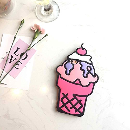 [REDshield] Apple iPhone 8/7/6S/6 Plus 3D Silicone Case, [Hot Pink Ice Cream Cone] Flexible Anti-shock Silicone Protective Skin Case Cover - Thumbnail 3