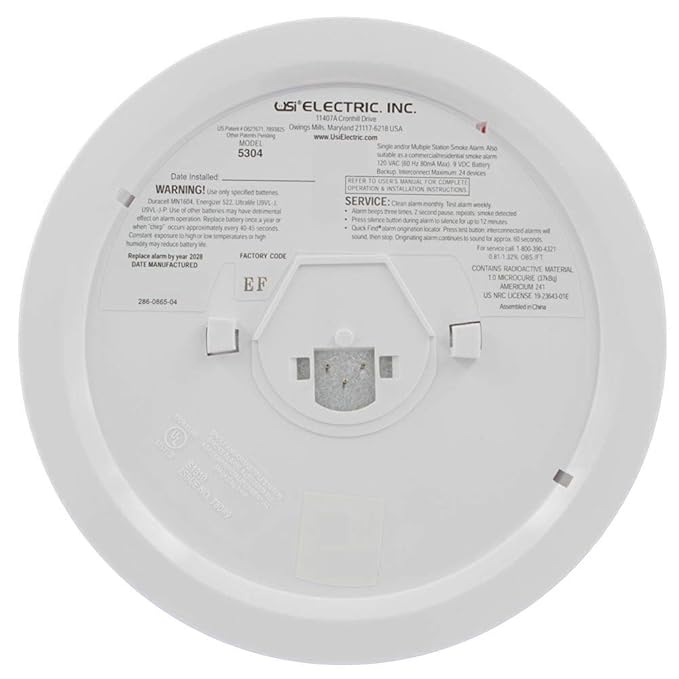 12 Pack Bundle of USI Electric Hardwired Ionization Smoke and Fire Alarm with Battery Backup (5304) - - Amazon.com