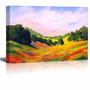 Canvas Prints Wall Art - Beautiful Scenery/Landscape of Spring Valley in Oil Painting Style | Modern Wall Decor/Home Decoration Stretched Gallery Canvas Wrap Giclee Print & Ready to Hang - 12" x 18"