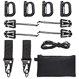 AXEAX Kit of 11 Attachments-4 D-Ring Grimloc Locking,4 Molle Web Dominator Strings,2 Keychain,36'' Elastic Cord in Zippered Pouch for Webbing Molle Bags,Molle Pouch,Tactical Backpack,Vest,Belt