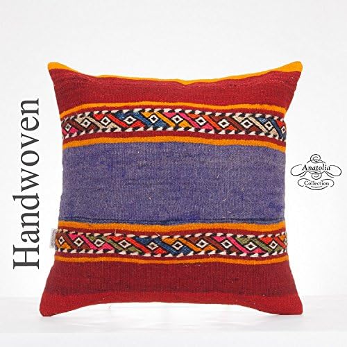 Oriental Large Kilim Rug Pillow 20x20" Embroidered Turkish Cushion Cover Boho Chic Tribal Handwoven Pillowcase