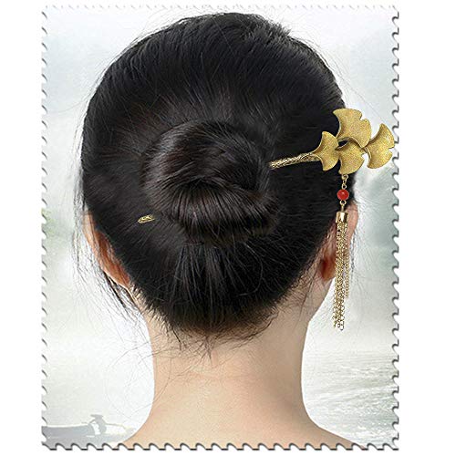 Fashion Ginkgo Hair Decor Sticks Hair Chopsticks Hairpin Chignon Chinese hair pin - Thumbnail 5
