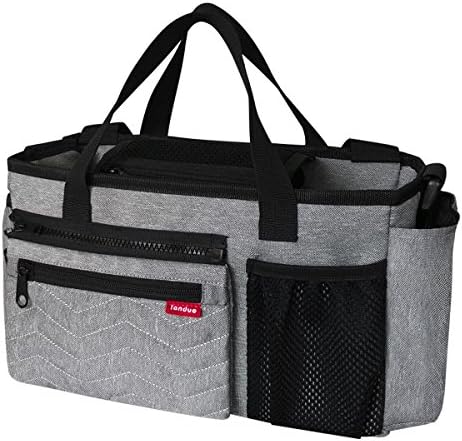 Landuo Diaper Bag Insert Organizer for Stylish Moms, Black, 12 Pockets, Turn Your Favorite Tote Bag into A Trendy Diaper Bag (Gray)