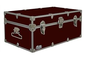 C&N Footlockers - Full-Size Happy Camper Trunk - #1 Summer Camp Trunk - Made in the USA - Steel Footlocker with Lid Stay - 32 x 18 x 13.5 Inches (Maroon)