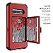 WeLoveCase for S10 Plus Wallet Case Defender Wallet Card Holder Cover with Hidden Mirror Three Layer Shockproof Heavy Duty Protection All-Round Armor Protective Case for Samsung Galaxy S10+ Plus Red