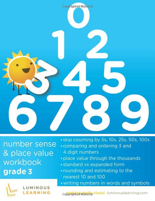 amazon com number sense and place value workbook grade 3 making math visual 9798633542714 learning luminous books