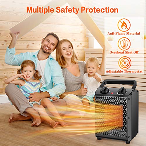 Portable Space Heater - 750W/1500W Portable Electric Heater w/3 Modes & Adjustable Thermostat, Small Ceramic Space Heater for Office, Home, Indoor Use, Overheat Protection, Personal Desktop Fan, 8.19x8.19x11.22 inch
