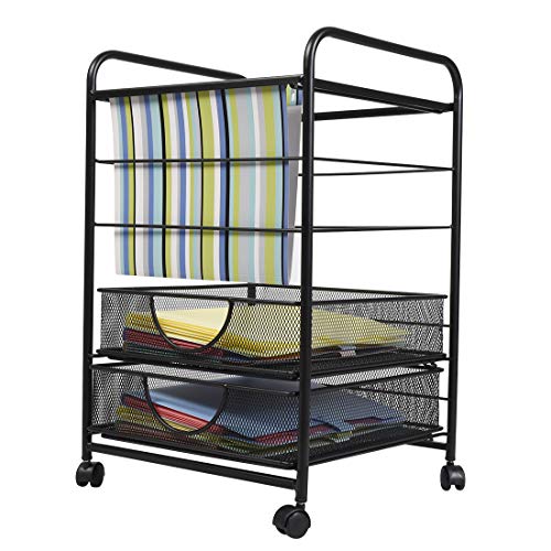 3 Layer Storage Cart Organizer 2 Drawers Mesh Cabinet Wheels Rolling File Cart Office Home Collection Box