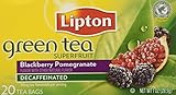Lipton Tea Bags Green Tea Decaffeinated, Superfruit Blackberry and Pomegranate, 20-Count Packages (Pack of 6)