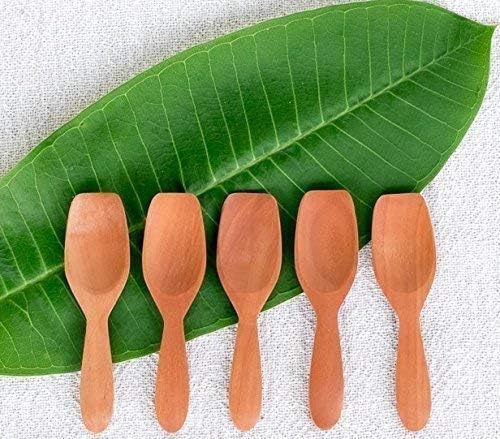 Bali Harvest Set of 5 Handmade Wooden Spoons | Mahogany Wood | Eco Friendly | Dessert Spoons | Ice Cream Scoops | Salt Sugar Spoons | Vegan Gift | Natural Finishing