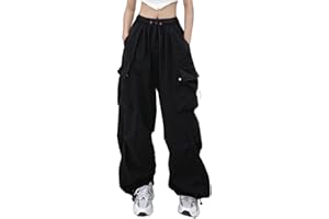 PGOJUNI Parachute Pants for Women Y2K Plus Size Cargo Pants Women Baggy Pants Cargo Pants Women Baggy Pants Y2k Clohtes