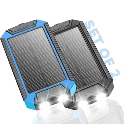 Solar Charger Power Bank 30000mAh Set of 2 Portable Solar Panel