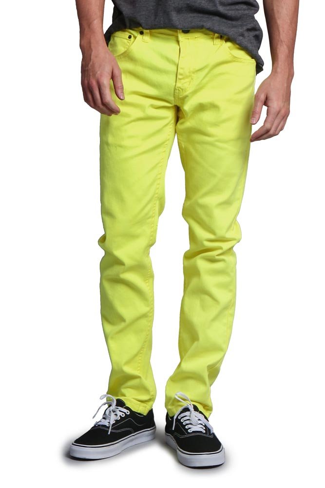 yellow stretch jeans