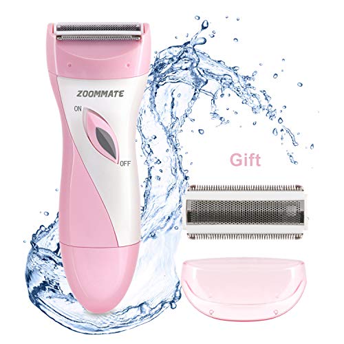 ZOOMMATE Ladies Electric Shaver, Wet/Dry Use Women's Electric Razors for Legs Underarms, Cordless Rechargeable Bikini Trimmer Armpit hair Remover Rechargeable (Pink)