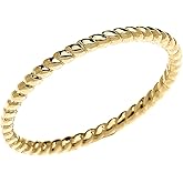 10K Yellow Gold Dainty Stackable Rope Cable Design Slender Band Ring - Size 11