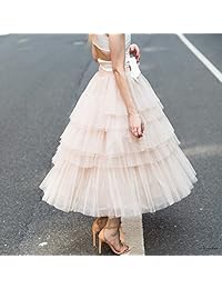 Falda mediana de tutú de tul para baile de graduación con capas de malla, color rosa y negro