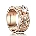 Yoursfs Jewelry 3Pcs Halo Rings 18k Rose Gold Plated Pave Mirco Austrian Crystal Trinity Rhinestone Wedding Band Ring Engagement Ring Sets