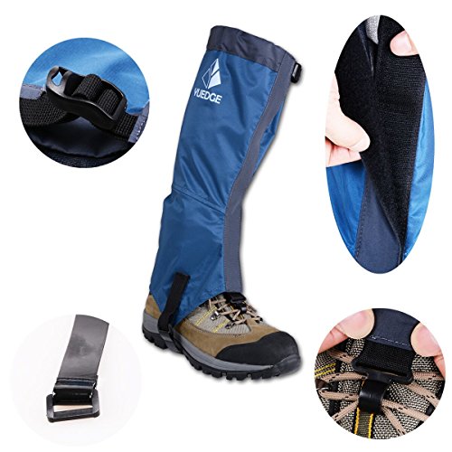 YUEDGE Unisex Velcro Waterproof High Leg Gaiters for Outdoor Fishing, Research, Hunting, Trimming grass (Blue&Gray)