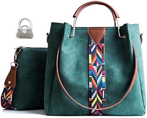Codyna Womens Multicolor Handbags with Purse Hook [ PU Leather ] Shoulder Bag Purse for Women (Green)