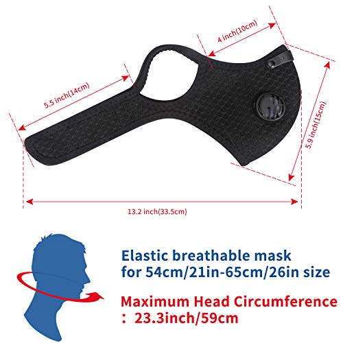 WNIEYO Dust Mask, Hanging Ear and Reusable Breathing Mask, With Extra N99 Activated Carbon Filter for Dust Protection, Pollen Allergy, Gardening, Sports, Cycling and Running in Cold Weather(2)