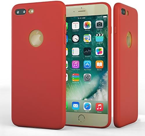Red Thin iPhone7 Plus Case- Minimalist, Slim Fit, Anti-Scratch Smart Protection Case For Apple iPhone 7- Flexible Slide, Stylish Silicone iphone 7 Cover For Premium Sound Grip