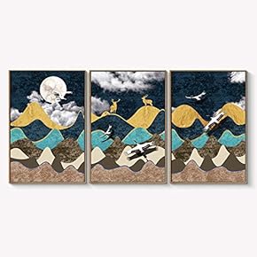 Framed Canvas Wall Art for Living Room, Bedroom Abstract Landscape Dream Place Canvas Prints for Home Decoration Ready to Hanging - 16"x24"x3 Panels