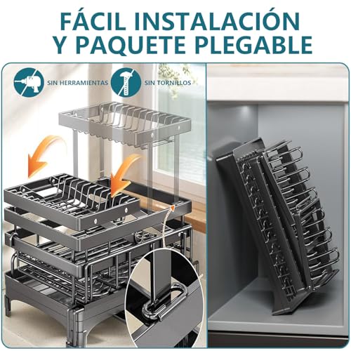WEGOPAI Escurridor de Trastes Extensible,Escurridor de Platos de Doble Capa Escurreplatos Plegable Puede Contener Cuencos Palillos yTazas Etcpara Encimera de Cocina (A)