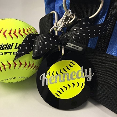 Softball Neon Yellow Bag Tag Personalized with Your Name and Your Colors