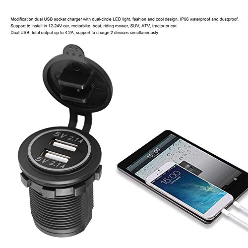 4.2A DC 12V/24V Dual USB Charger Power Adapter Outlet Power for Car Boat Motorcycles Auto Truck ATV Phone LED Light