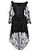 Belle Poque Gothic Dresses Lace Up Back See-Through Tulle Lace High-Low Dress Black L