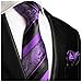 JUSTSWAG PDTXCLS SPPRANDOM TANGDIAABBCC Purple and Black Silk Tie and Pocket Square Paul Malone Red Line