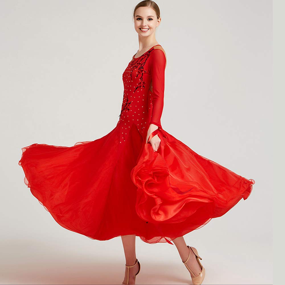 青 舞台衣装 B07mfx4n8n ダンスウェア 演出服 ラテン Small 衣装 ワンピース ラテンドレス 高級ドレス カラオケ衣装 ダンス衣装 レッド 赤 社交ダンス イエロー 大人 パープル ビジュー Small レッド 社交ダンス 国産品