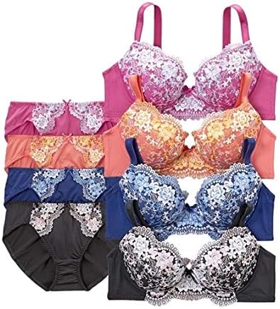 Amazon Nissen ニッセン セット プチプラアイテム レディース下着 インナー Sh05 ブラジャー ショーツセット 花柄刺しゅうブラジャー ショーツ4セット組 セット 通販