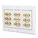BATIGE 3-Gang 5 6 7.1/7.2 8.1/8.2 Surround Sound Speaker Wall Plate Subwoofer Compatible 16 Banana Post and 2 RCA Home Theater Audio Wall Plate