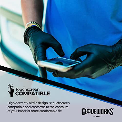 GLOVEWORKS Black Disposable Nitrile Industrial Gloves, 5 Mil, Latex & PowderFree, FoodSafe