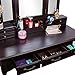 HOMECHO Vanity Table Set Makeup Dressing Desk with Tri-Folding Mirror Cushioned Stool Drawers Storage Organizer Dark Brown, HMC-MD-010