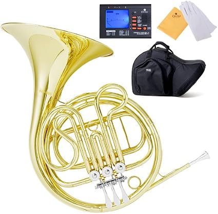 Amazon Com Mendini Mfh 20 Single Key Of F Brass French Horn Musical Instruments