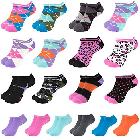 No Show Socks for Women - 18 Pack of Colorful, Ultra Low Cut Toe Socks for Athletic Footwear Shoe Size 4-10