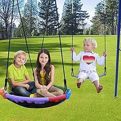 Swing Set for Backyard, 440lbs Swing Set with