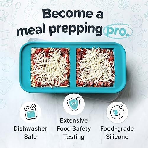 Souper Cubes 2 Cup Silicone Molds for Food, Aqua, 2-Pack | 100% Platinum-Cured Silicone Freezer Molds, Oven and Microwave Safe, Perfect for Freezing Lasagna, Casseroles and More