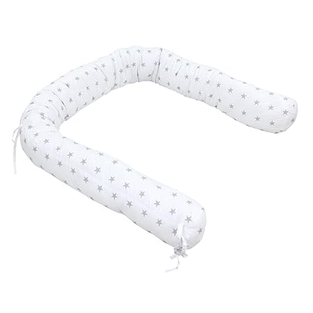 TupTam Babybett Nestchen Bettschlange 210cm Gemustert, Farbe: Sterne Weiß/Grau