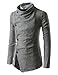 (GD93) Slim Stylish Unbalanced Metallic Leather Point Knitted Cardigan Sweaters GRAY US M(Tag size L)