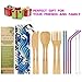 UPTRUST 2 Set Bamboo Cutlery Set Bamboo travel Utensils reusable bamboo utensils with case, 7.8 Inches Bamboo Knife, Fork, Spoon, 3 colors Metal Straw Portable Travel Set (Rainbow Straw)
