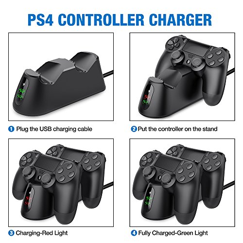 image for PS4 Controller Charger, BEBONCOOL PS4 Wireless Charger Dual USB Fast C