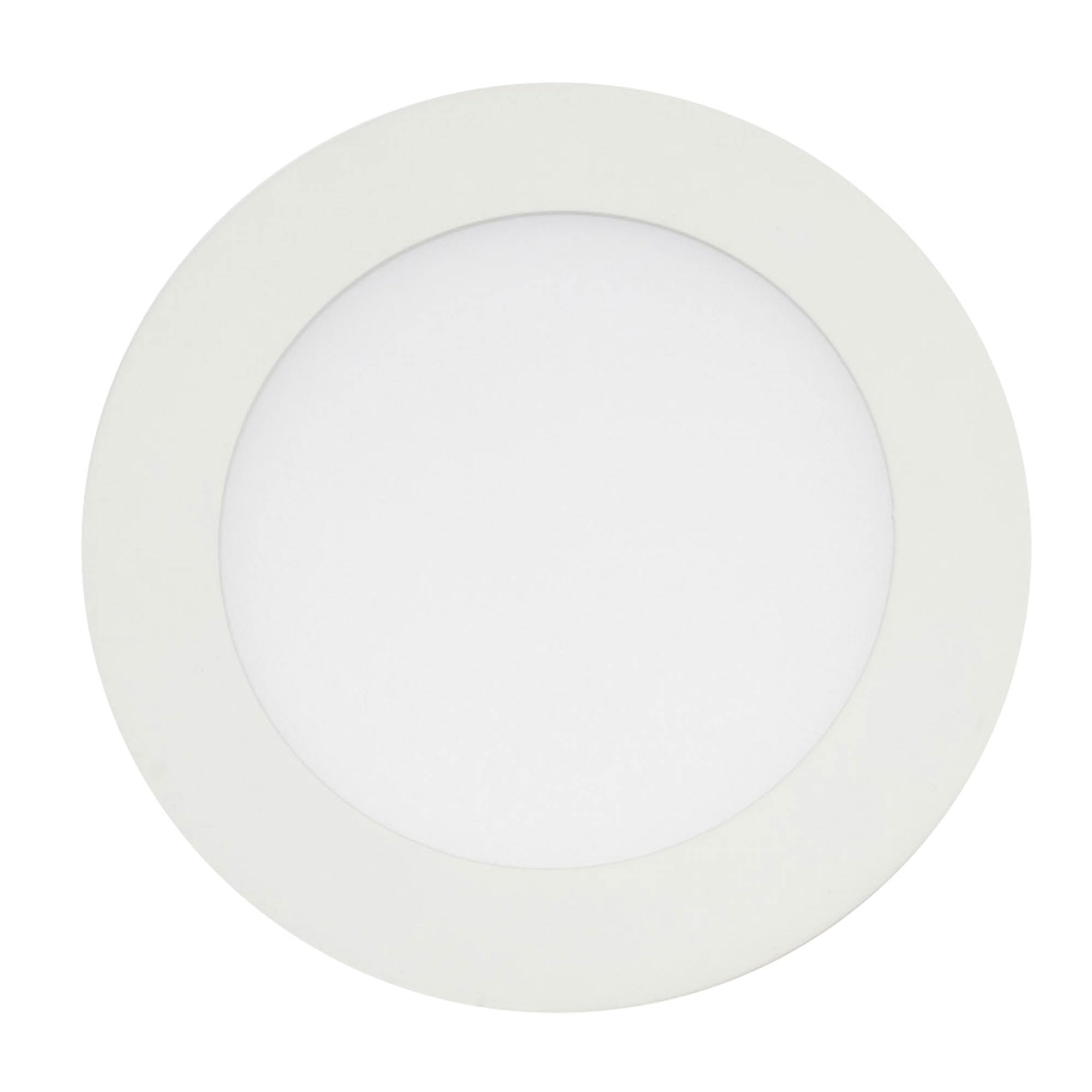 LED recessed Ceiling Light - 12 W - Warm White (~3000 K); Round recessed Light Flat, White