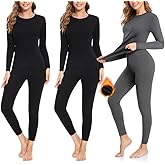 SIMIYA Thermal Underwear Set for Women Long Johns with Fleece Lined Long Sleeves Base Layer Set Top Bottom